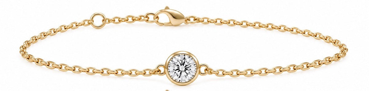 Bracelet en or 14K – Diamant rond / 14K Gold Round Diamond Bracelet – 2 ct