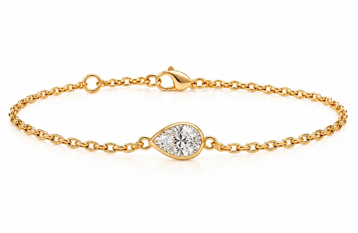 Bracelet en or 14K – Diamant poire / 14K Gold Pear-shaped Diamond Bracelet – 2 ct