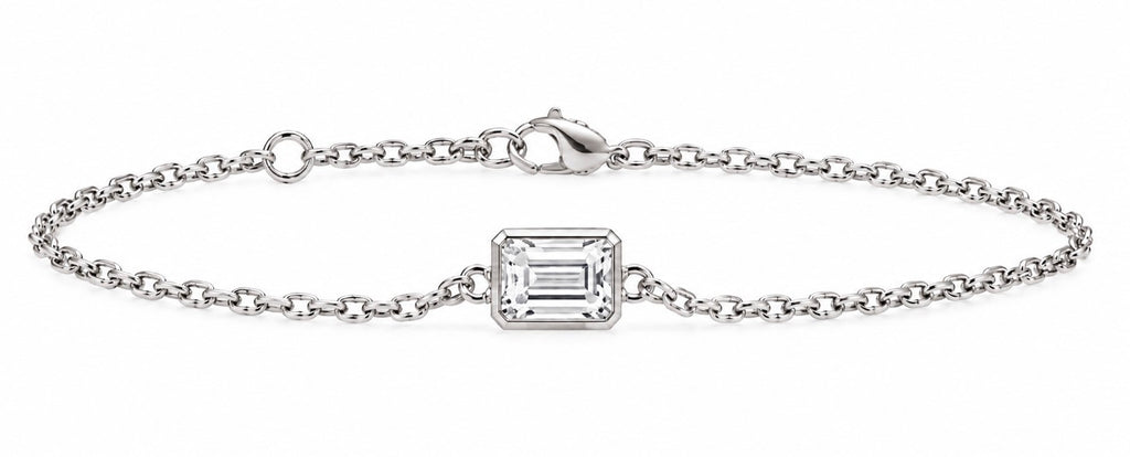 Bracelet en or 14K – Diamant émeraude / 14K Gold Emerald-cut Diamond Bracelet – 2 ct
