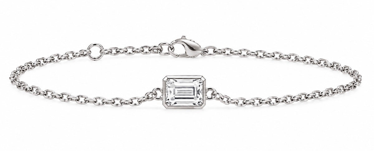 Bracelet en or 14K – Diamant émeraude / 14K Gold Emerald-cut Diamond Bracelet – 2 ct