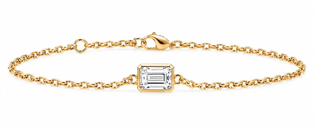 Bracelet en or 14K – Diamant émeraude / 14K Gold Emerald-cut Diamond Bracelet – 2 ct