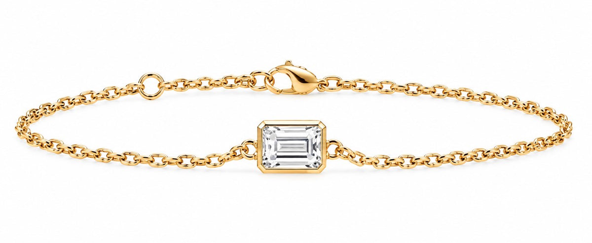 Bracelet en or 14K – Diamant émeraude / 14K Gold Emerald-cut Diamond Bracelet – 2 ct