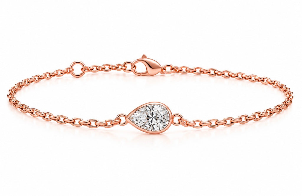 Bracelet en or 14K – Diamant poire / 14K Gold Pear-shaped Diamond Bracelet – 2 ct