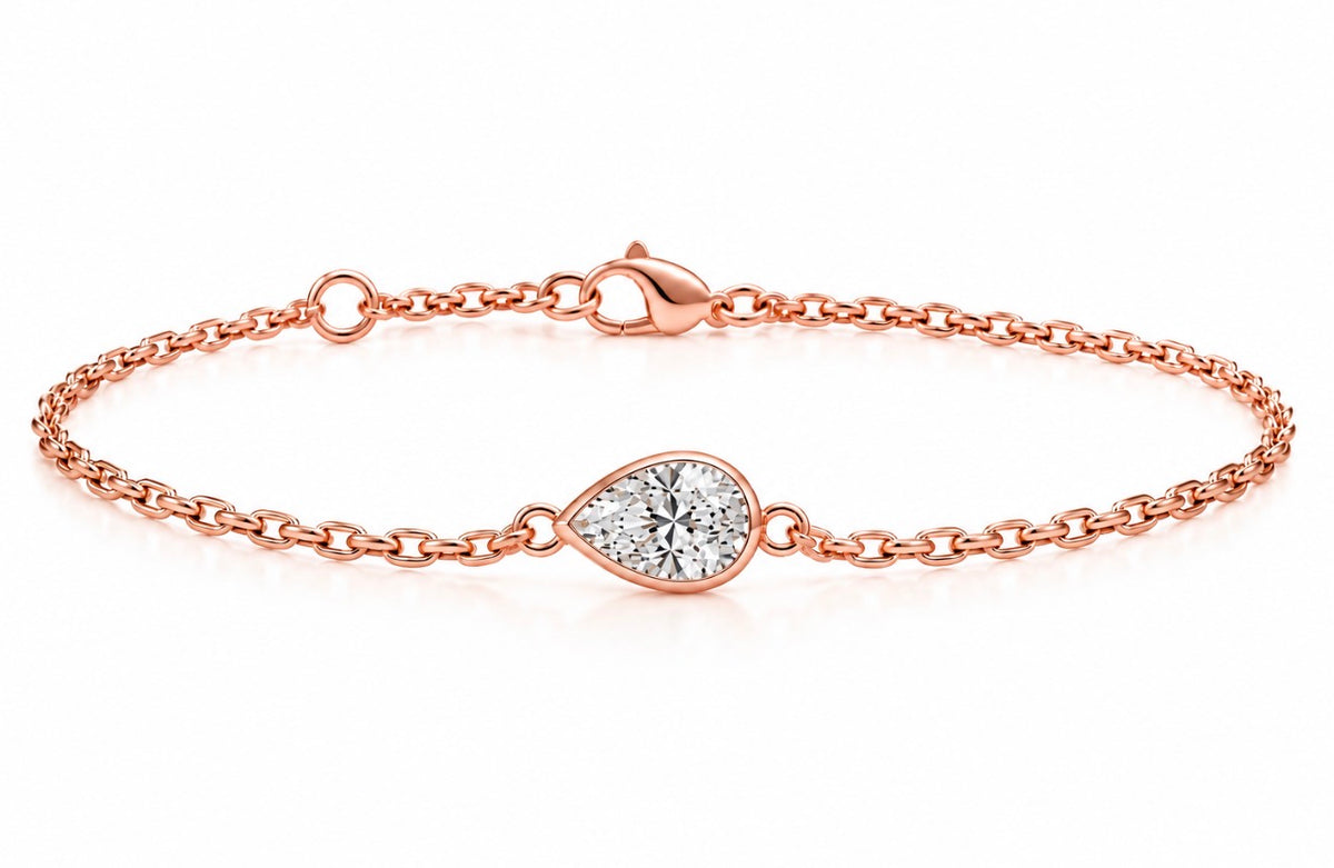 Bracelet en or 14K – Diamant poire / 14K Gold Pear-shaped Diamond Bracelet – 2 ct