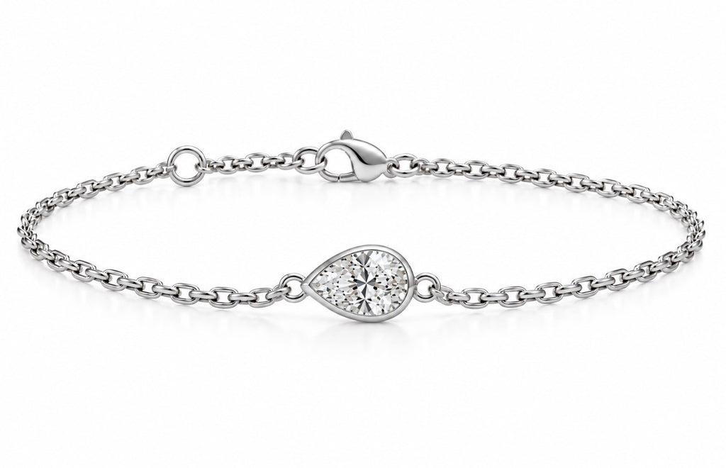 Bracelet en or 14K – Diamant poire / 14K Gold Pear-shaped Diamond Bracelet – 2 ct