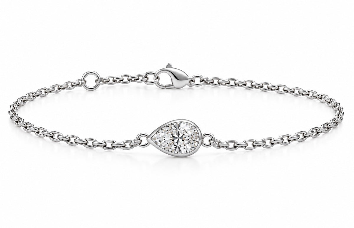 Bracelet en or 14K – Diamant poire / 14K Gold Pear-shaped Diamond Bracelet – 2 ct