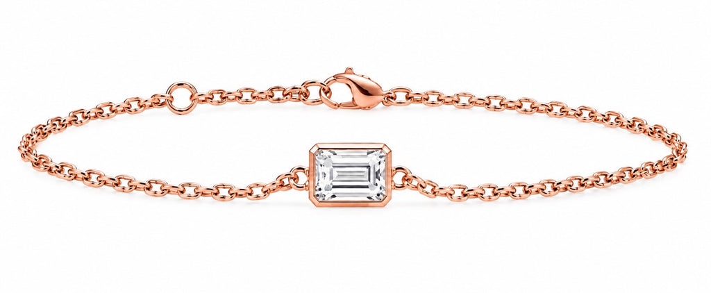 Bracelet en or 14K – Diamant émeraude / 14K Gold Emerald-cut Diamond Bracelet – 2 ct