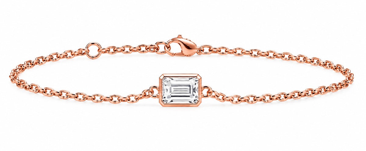 Bracelet en or 14K – Diamant émeraude / 14K Gold Emerald-cut Diamond Bracelet – 2 ct