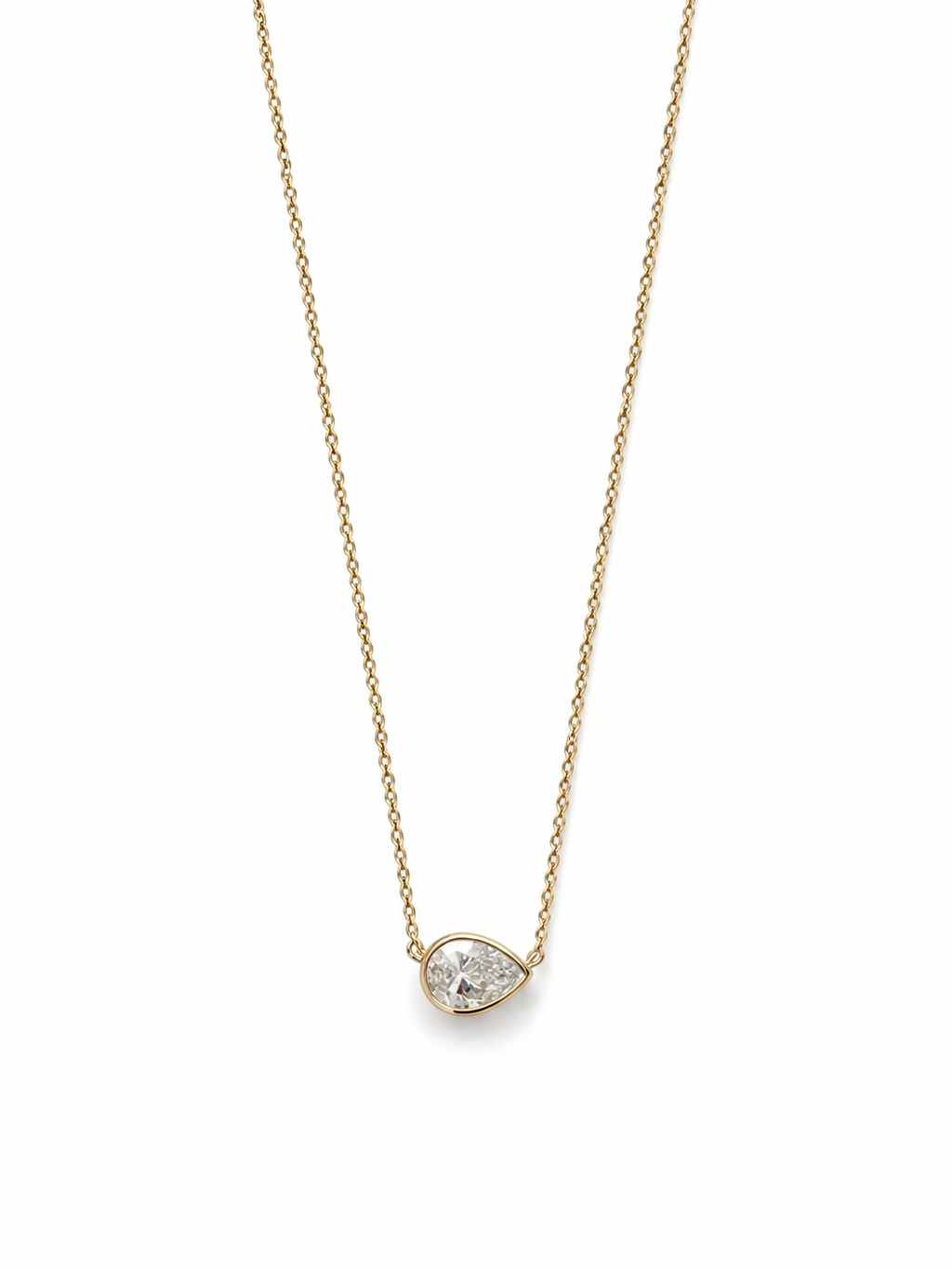 14k Gold Lab Diamond Pear Shape Necklace