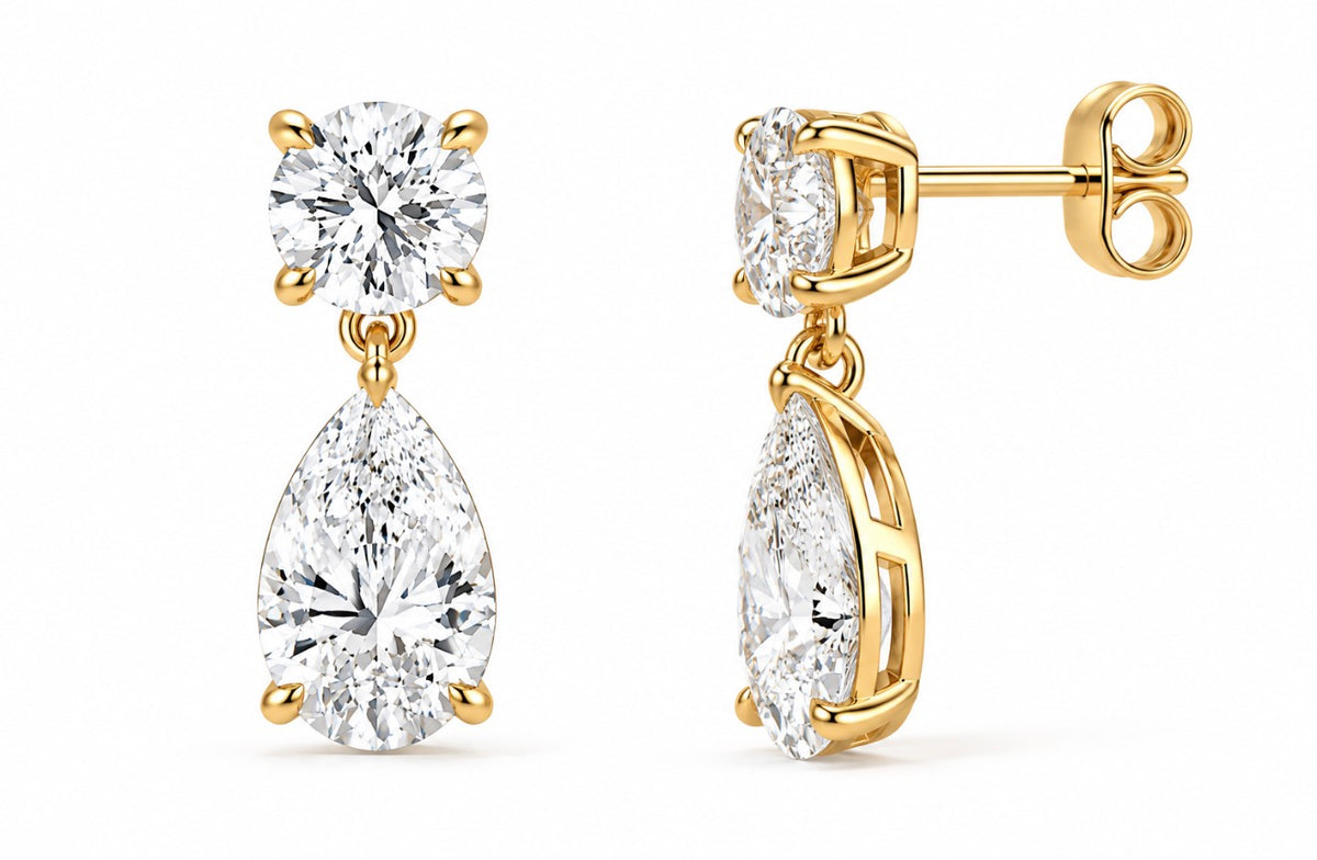 Boucles d’oreilles poire en or 14K / 14K Gold Pear Drop Earrings — 6 ct