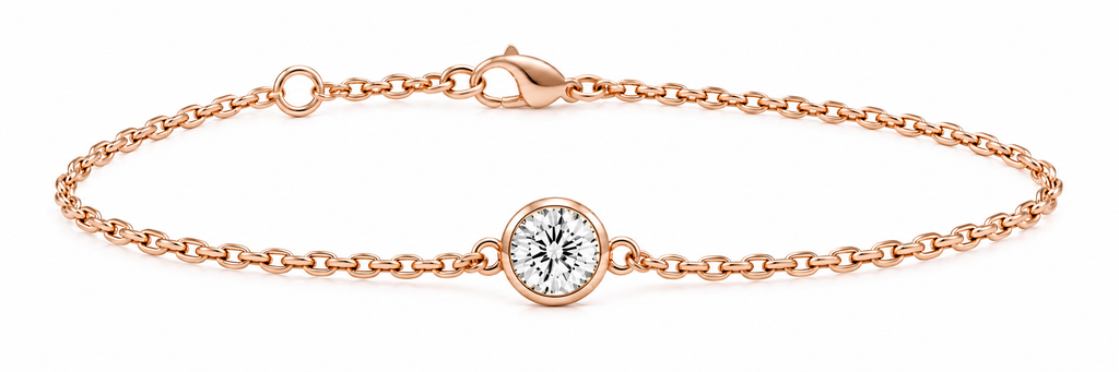 Bracelet en or 14K – Diamant rond / 14K Gold Round Diamond Bracelet – 2 ct