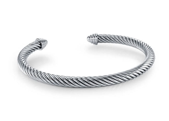 Bracelet jonc torsadé 5 mm en acier inoxydable · Stainless Steel Twisted Cuff