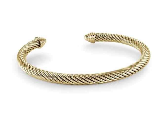 Bracelet jonc torsadé 5 mm en acier inoxydable · Stainless Steel Twisted Cuff