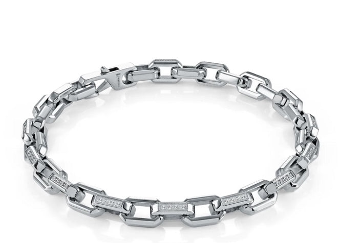 Bracelet à maillons rectangulaires sertis 6 mm · Studded Rectangular Link Bracelet