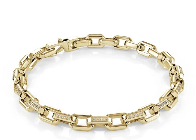 Bracelet à maillons rectangulaires sertis 6 mm · Studded Rectangular Link Bracelet