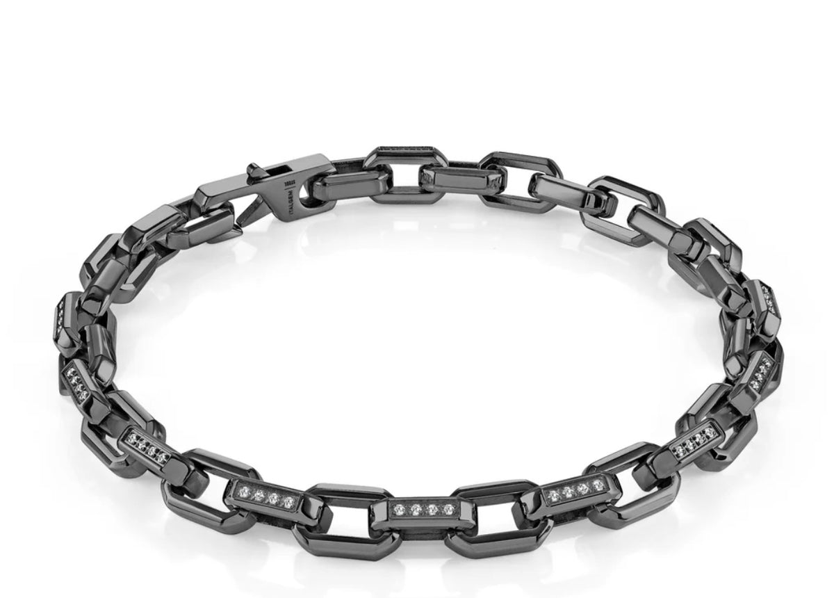 Bracelet à maillons rectangulaires sertis 6 mm · Studded Rectangular Link Bracelet