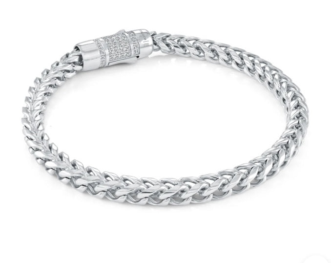 Bracelet Franco serti 6 mm en acier inoxydable · Studded Stainless Steel Franco Bracelet