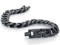 Bracelet cubain noir texturé 11 mm · Black Textured Stainless Steel Cuban Bracelet