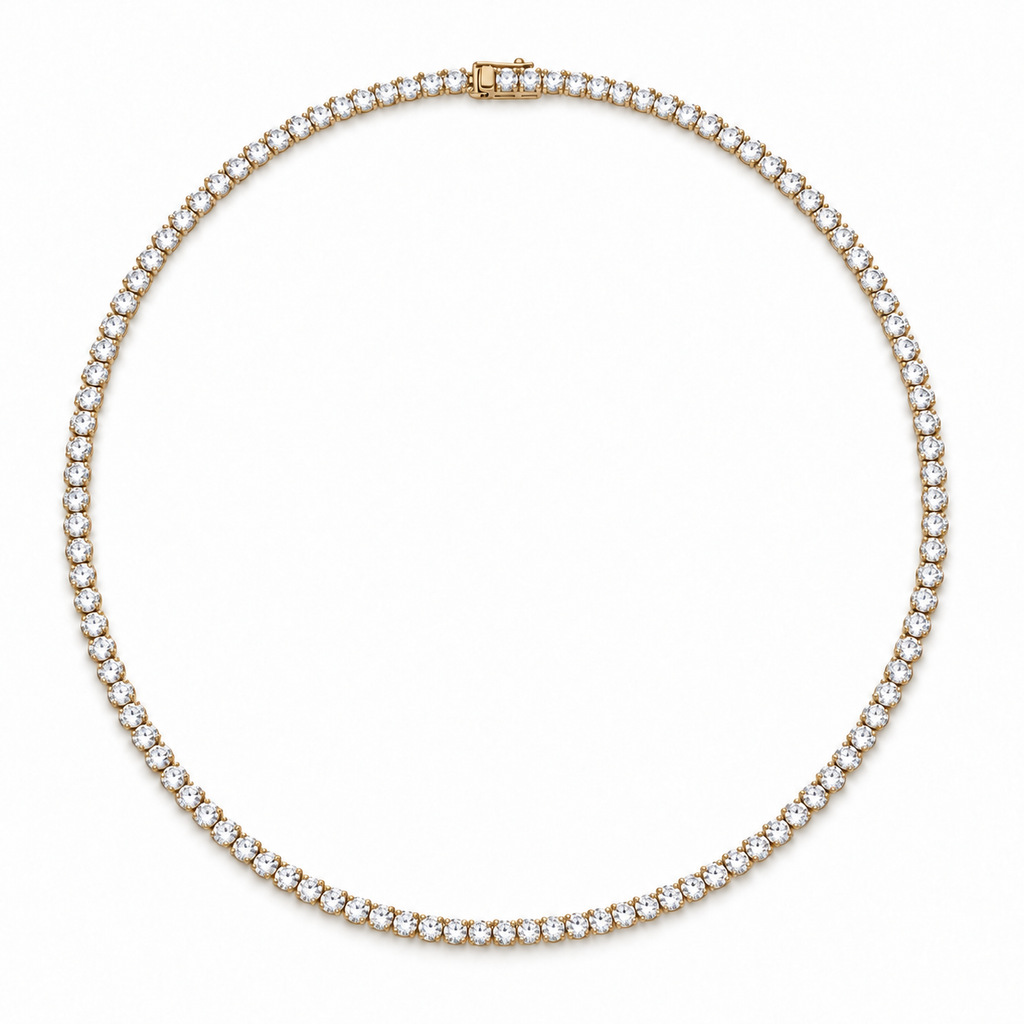 Collier tennis 3 mm, or jaune 14K / 3 mm tennis necklace, natural 14K yellow gold