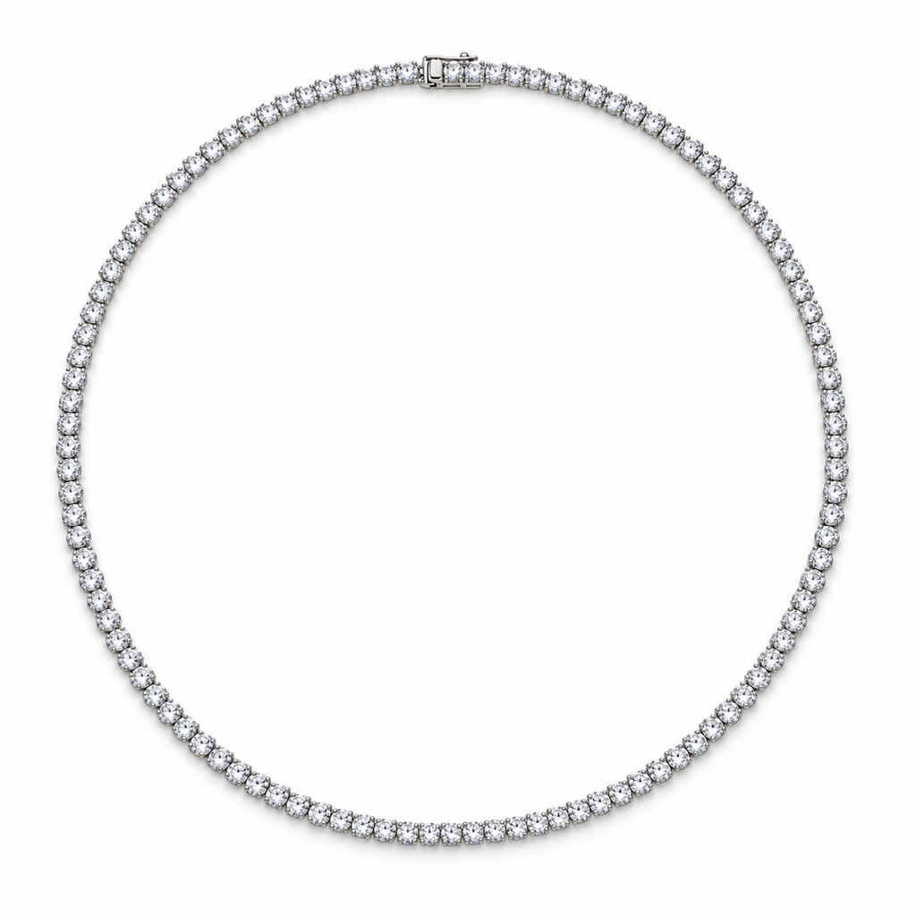 Collier tennis diamants de laboratoire 3 mm en or blanc 14K / 3 mm lab-grown diamond tennis necklace in 14K white gold