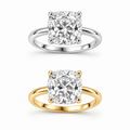 Bagues coussin en or blanc et jaune 14K, disposition verticale