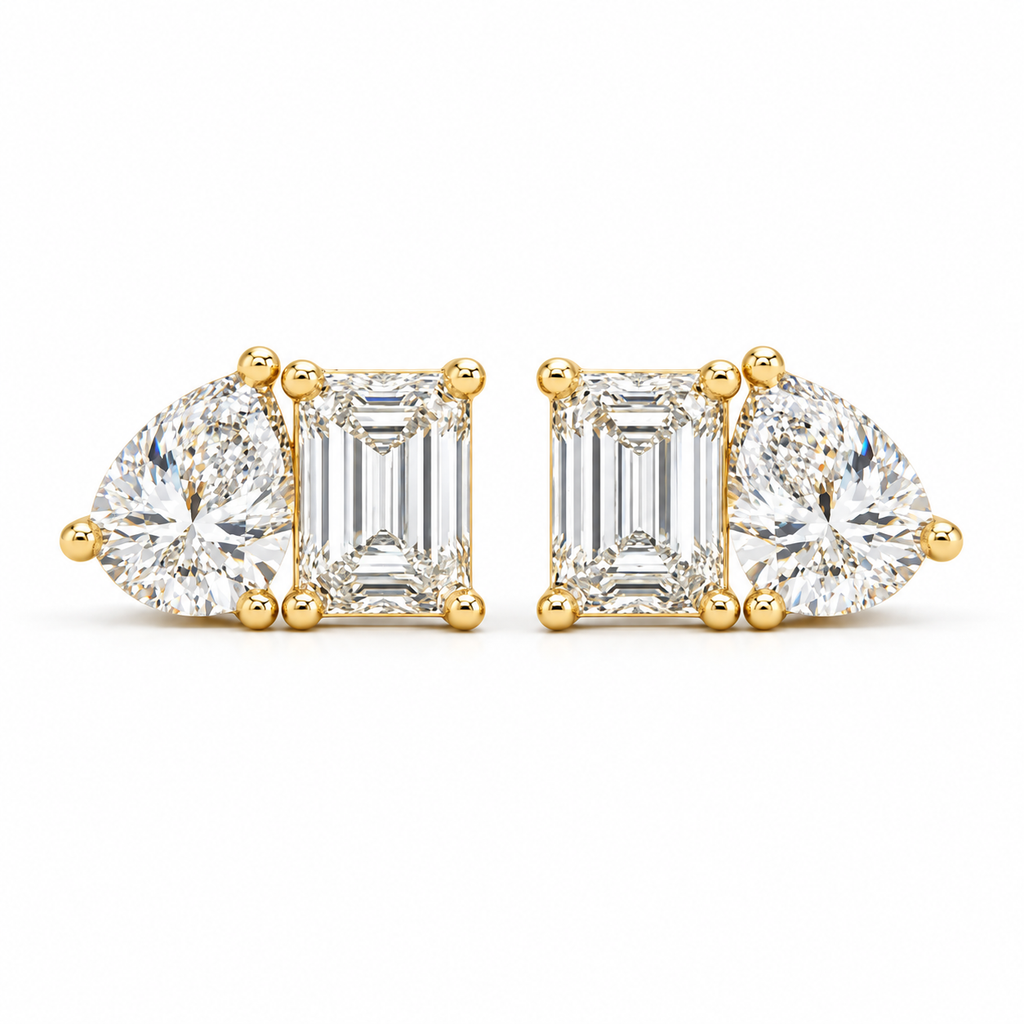 Boucles d’oreilles duo en or jaune 14K / 14K yellow gold duo earrings