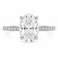 Bague ovale 3 ct en or blanc 14K / 3 ct oval lab diamond pavé ring
