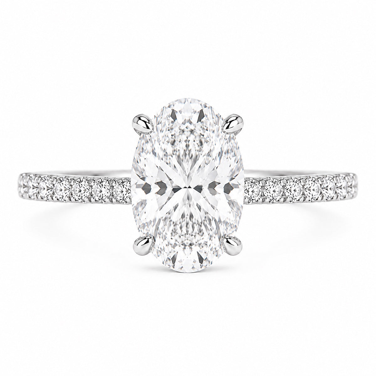 oval pavé ring, white metal / Bague pavée ovale, métal blanc