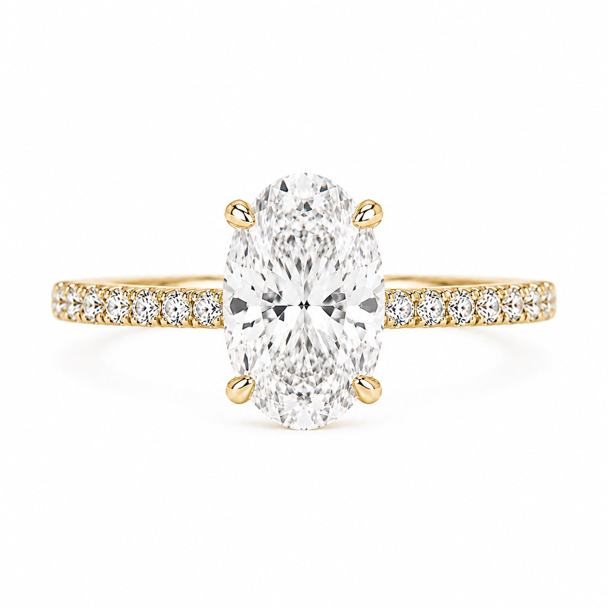 oval pavé ring, yellow metal / Bague pavée ovale, métal jaune