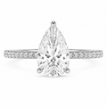 3 ct pear lab diamond pavé ring, 14K white gold