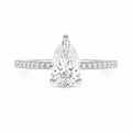 pear-shaped pavé ring, white metal / Bague pavée en forme de poire, métal blanc