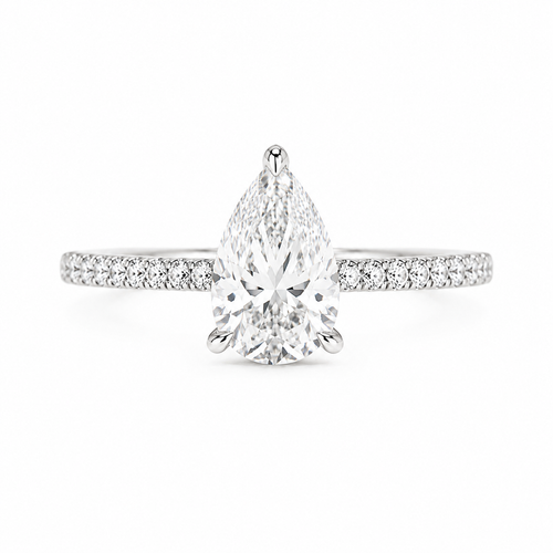pear-shaped pavé ring, white metal / Bague pavée en forme de poire, métal blanc