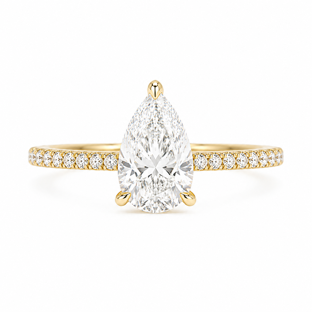 pear-shaped pavé ring, yellow metal / Bague pavée en forme de poire, métal jaune