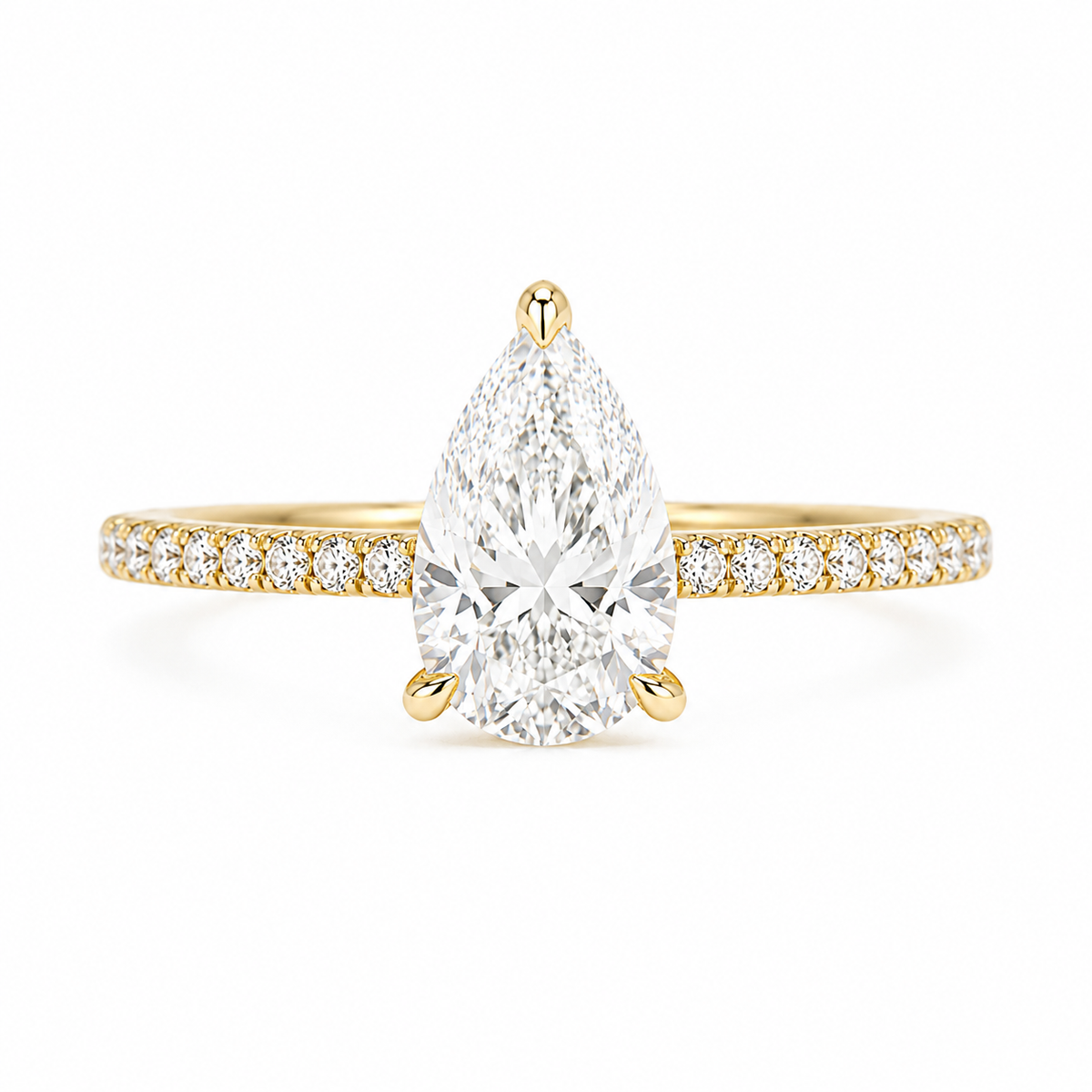 pear-shaped pavé ring, yellow metal / Bague pavée en forme de poire, métal jaune