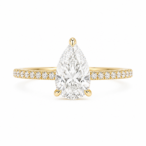pear-shaped pavé ring, yellow metal / Bague pavée en forme de poire, métal jaune