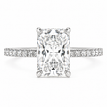 3 ct rectangular lab diamond pavé ring, 14K white gold