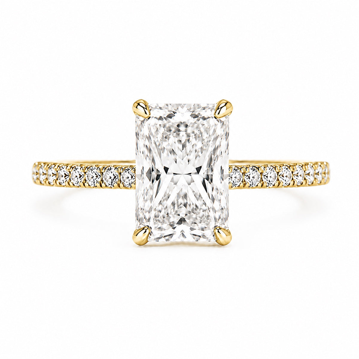 rectangular pavé ring, yellow metal / Bague pavée rectangulaire, métal jaune