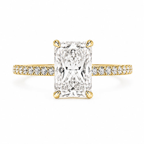 rectangular pavé ring, yellow metal / Bague pavée rectangulaire, métal jaune