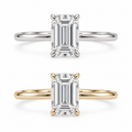 Solitaire émeraude, or blanc et jaune 14K / Emerald-cut solitaire, 14K white and yellow gold