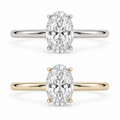 Solitaire ovale, or blanc et jaune 14K / Oval solitaire, 14K white and yellow gold