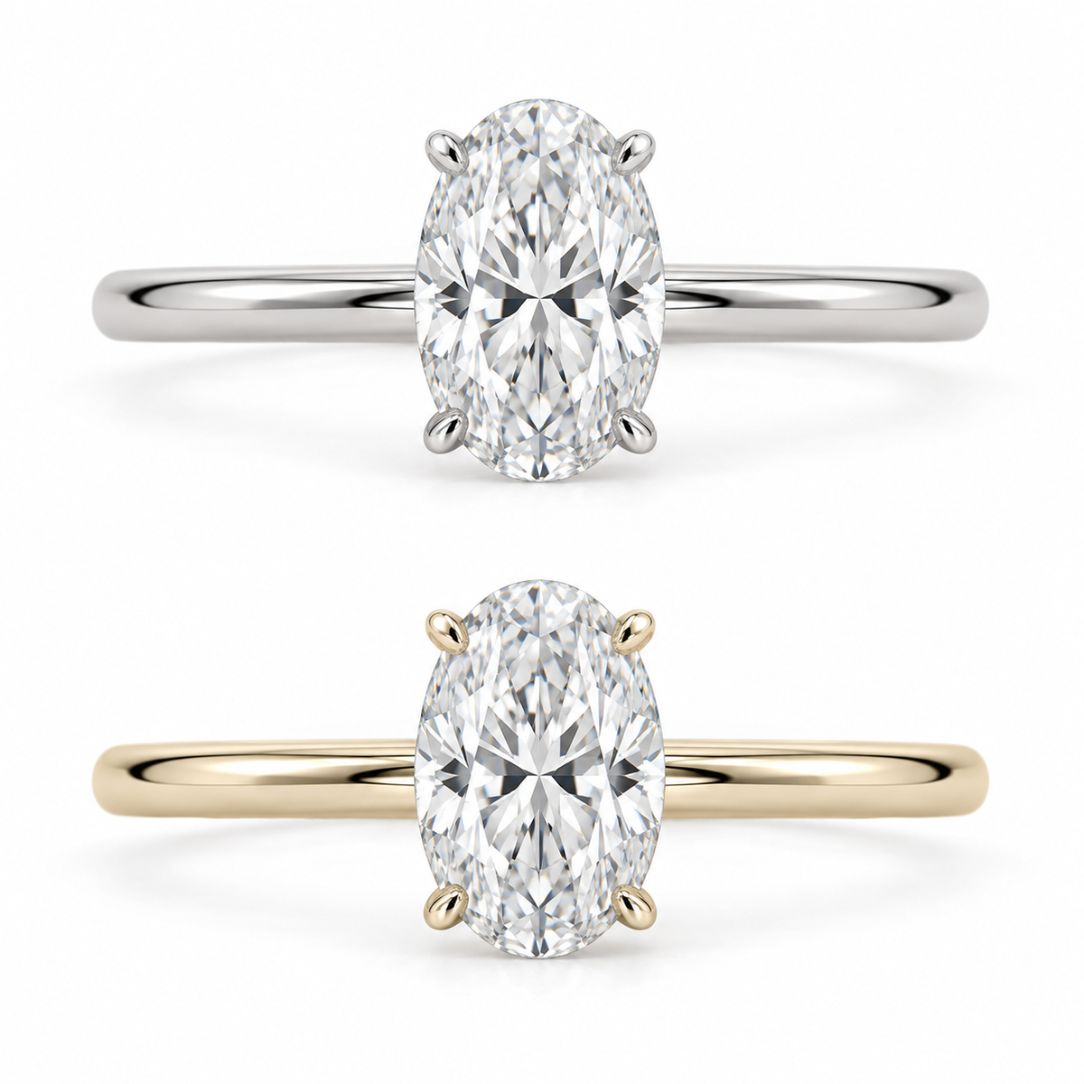 Solitaire ovale, or blanc et jaune 14K / Oval solitaire, 14K white and yellow gold