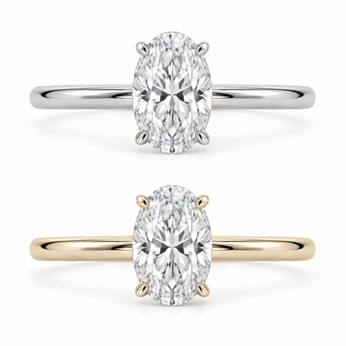 Solitaire ovale, or blanc et jaune 14K / Oval solitaire, 14K white and yellow gold