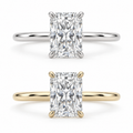 Solitaire radiant, or blanc et jaune 14K / Radiant-cut solitaire, 14K white and yellow gold