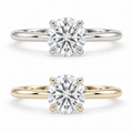 Solitaire rond, or blanc et jaune 14K / Round solitaire, 14K white and yellow gold